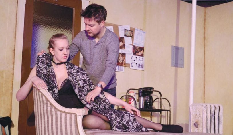 Actors Maggie Roop and James Hicks star in TheatreLAB’s latest production of the play that deals with highly sexual themes. Photo courtesy of TheatreLAB