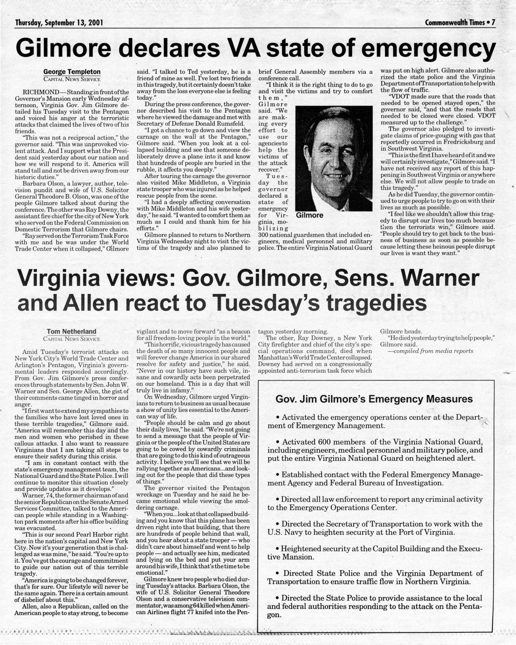 The Commonwealth Times. Sept. 13, 2001.