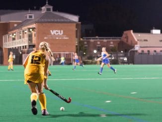 Junior defender Natalie Bohmke was selected to compete in the USA Field Hockey Young Women's National Championship this past summer. Photo by Eric Marquez.