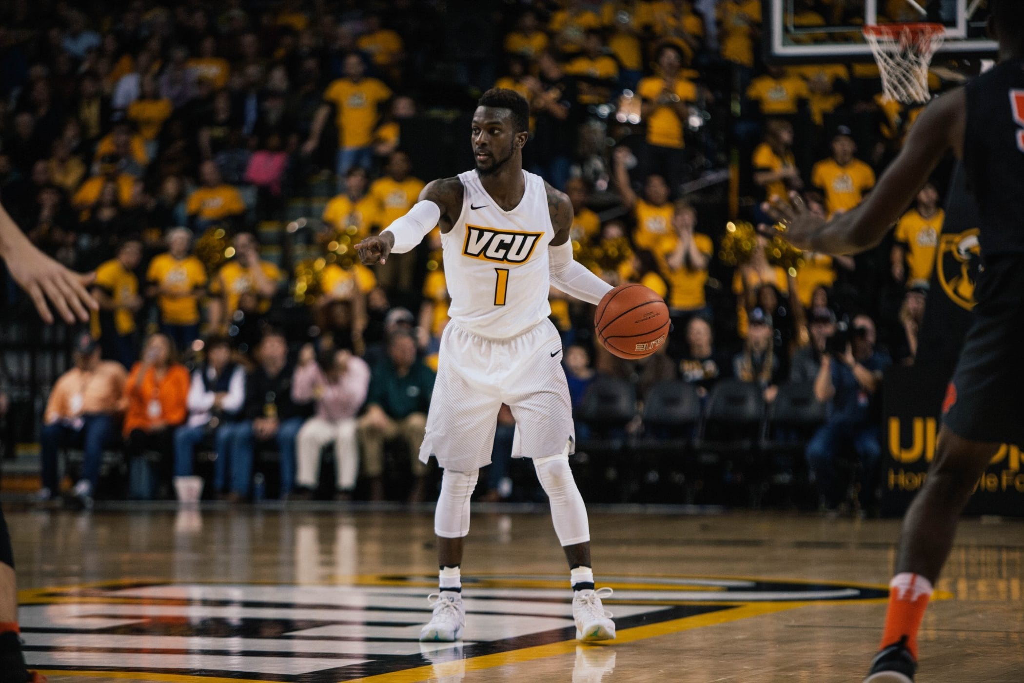 Senior starting point guard JeQuan Lewis put the Rams on the board with 14:12 to play in the first half by sinking a pair of free throws after he was fouled on a drive through the lane in transition. Photo by Geo Mirador