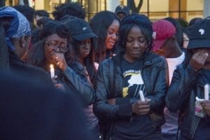 Vigil attendees shared about Kwarteng's "hard-working," "selfless" and "talented" characteristics, among others. Photo by Julie Tripp.