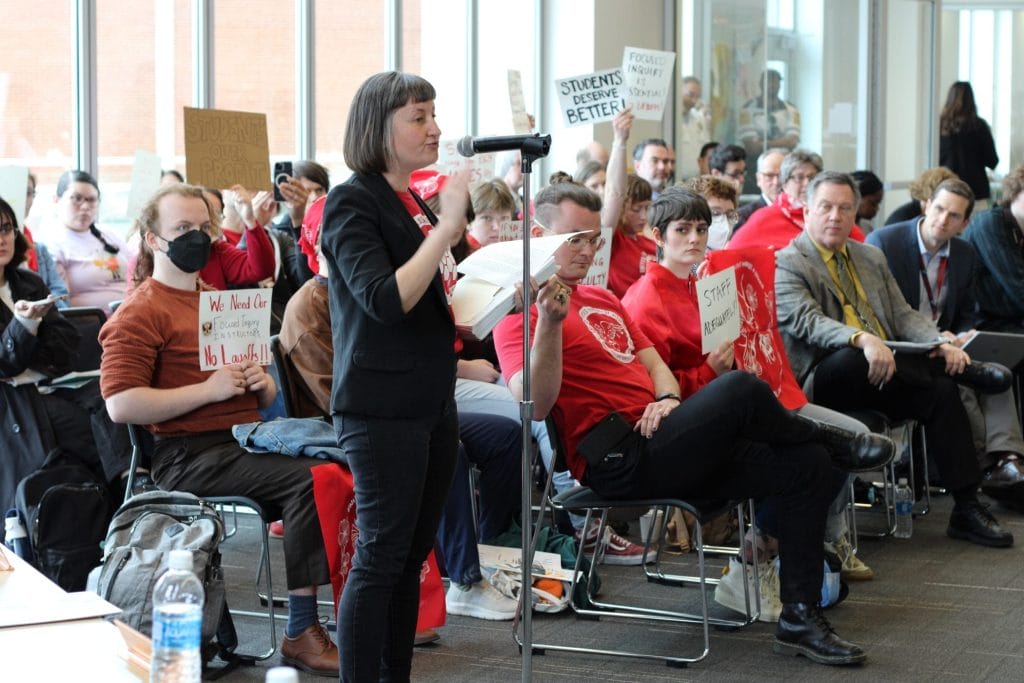 VCU issued 14 terminal contracts; protest ensued at the Board of Visitors meeting